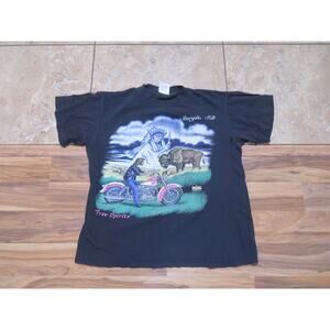 Vintage Sturgis 1996 Free Spirits Motorcycle Bison Prairie Scene Sz L